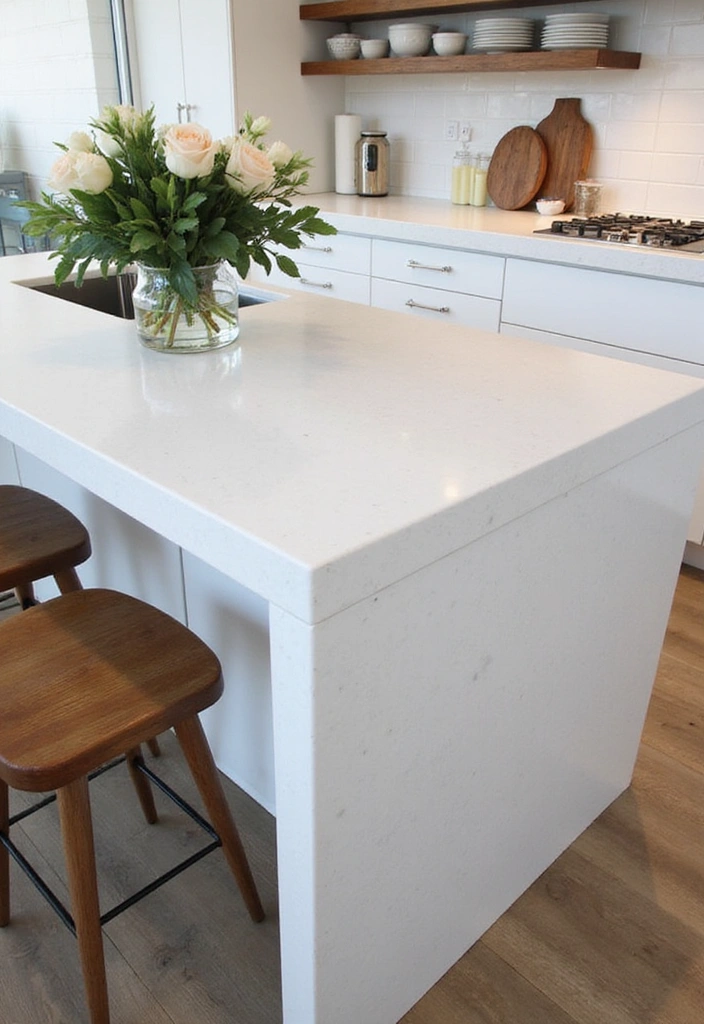 Zeitlose Eleganz: 21 Moderne Küche mit strahlend weißen Quarz-Arbeitsplatten! - 10. Luxuriöse Kücheninseln: Das Herz der Küche