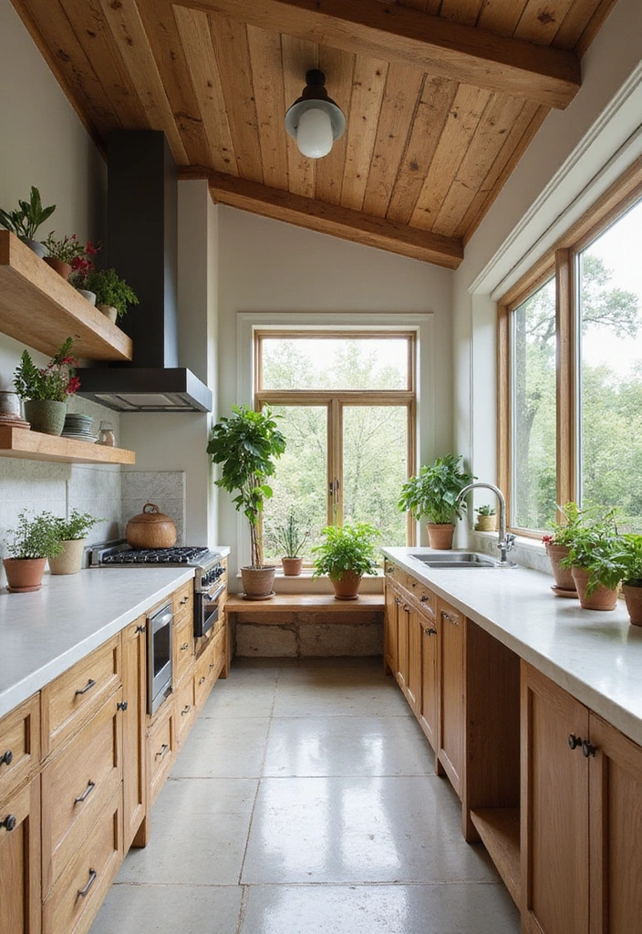 Zeitlose Eleganz: 21 Moderne Küche mit strahlend weißen Quarz-Arbeitsplatten! - 7. Naturinspirierte Küchen: Ein Stück Natur in Ihrem Zuhause