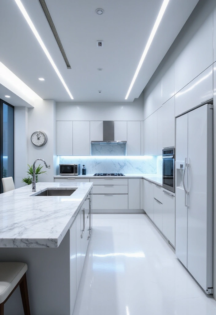 Zeitlose Eleganz: 21 Moderne Küche mit strahlend weißen Quarz-Arbeitsplatten! - 9. Smart Home Technologien: Die Küche der Zukunft